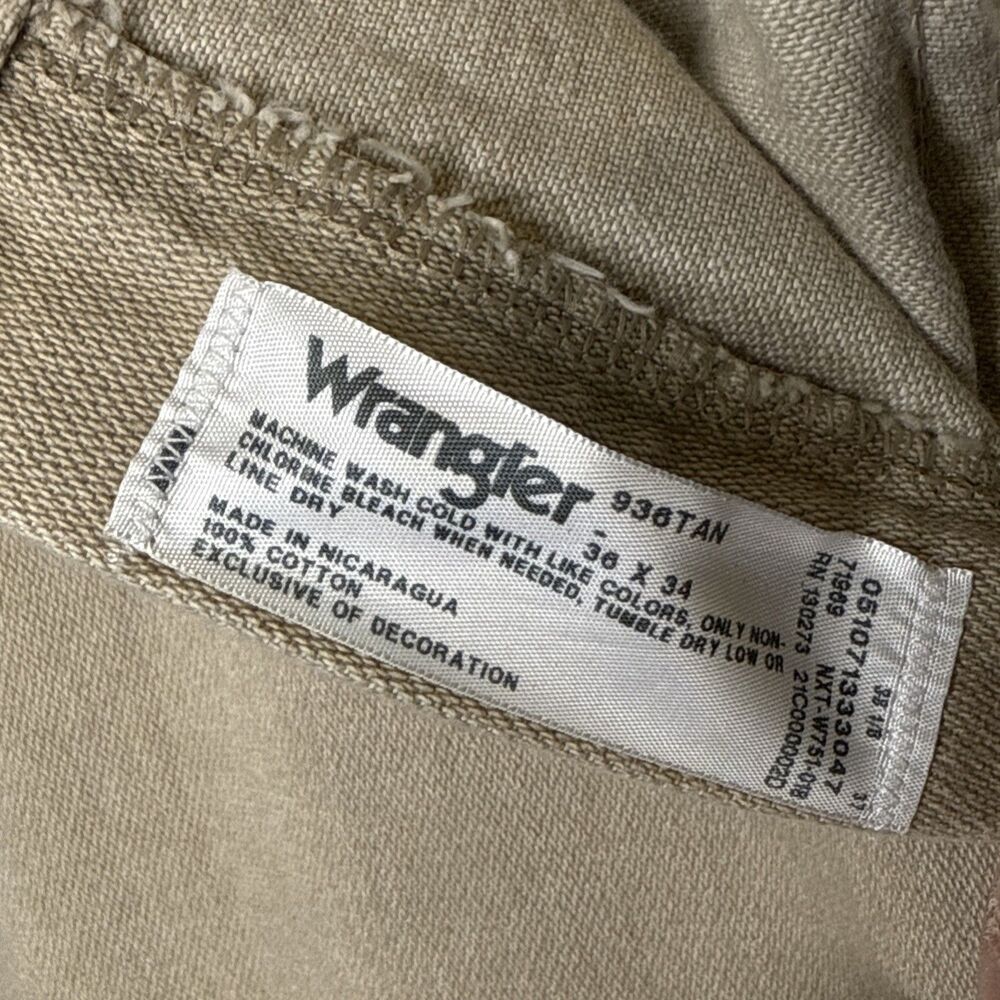 Wrangler Cowboy Cut Jeans Mens 36x34 Tan 936TAN Western Slim Fit Heavyweight Den - Picture 6 of 13